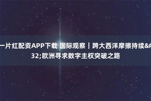 一片红配资APP下载 国际观察｜跨大西洋摩擦持续 欧洲寻求数字主权突破之路